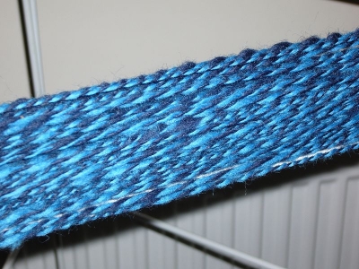 Navy Blue and Turquoise Corriedale - close-up
